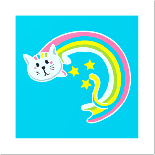 Kitty Cat Rainbow Posters and Art